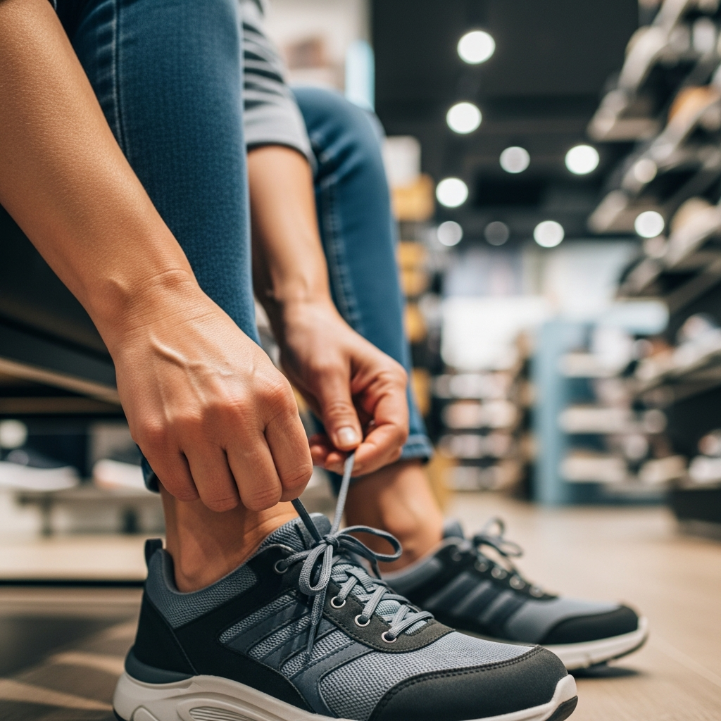 Rahat ve doğru ayakkabı denemesi yapan bir kişi