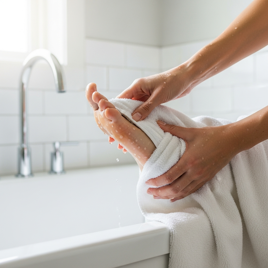 Evde günlük ayak temizliği ve kurulama işlemi