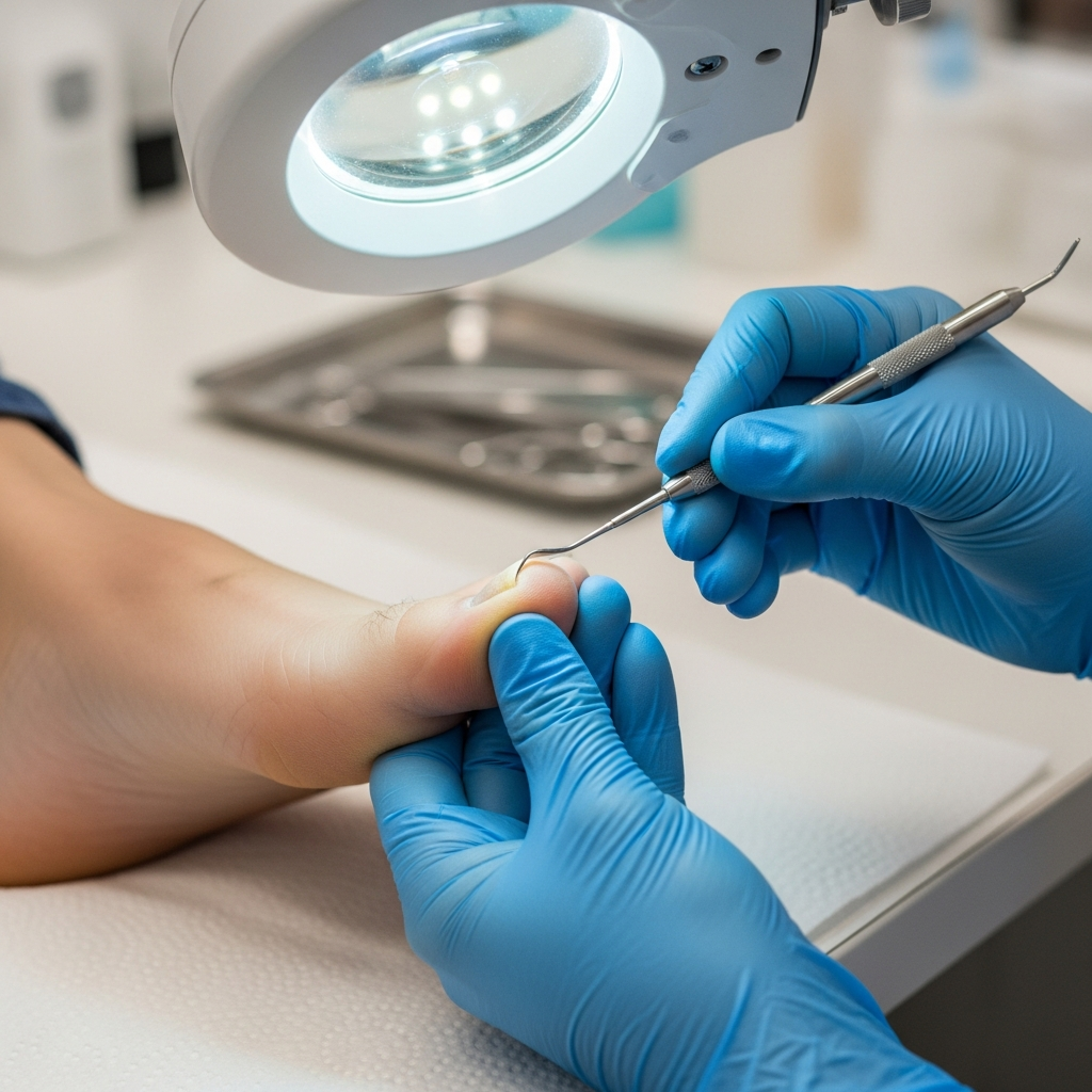 Uzman podolog tarafından yapılan detaylı tırnak muayenesi