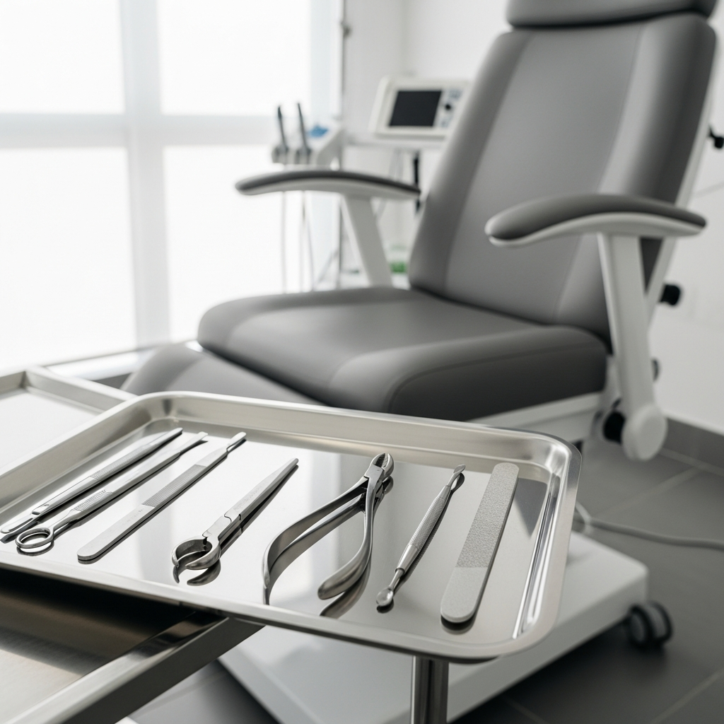 Medikal ayak bakımında kullanılan steril ve profesyonel ekipmanlar